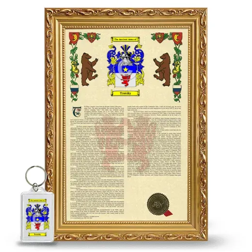 Trotsky Framed Armorial History and Keychain - Gold