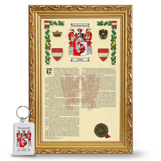 Troutt Framed Armorial History and Keychain - Gold