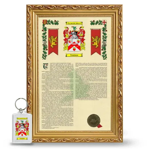 Trueman Framed Armorial History and Keychain - Gold