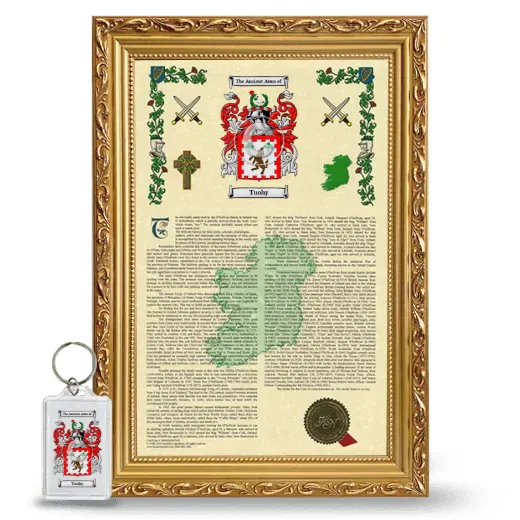 Tuohy Framed Armorial History and Keychain - Gold
