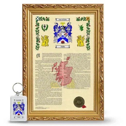 Turks Framed Armorial History and Keychain - Gold