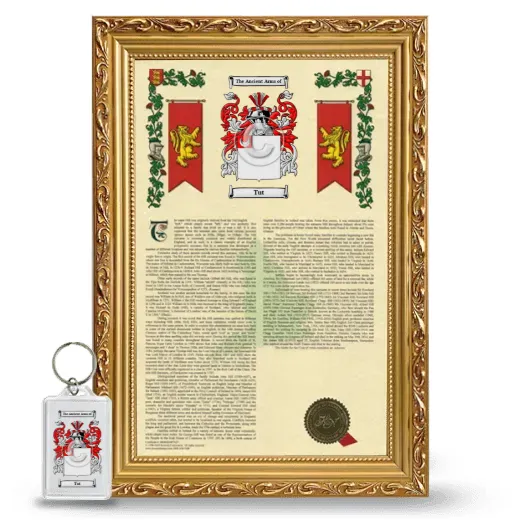 Tut Framed Armorial History and Keychain - Gold