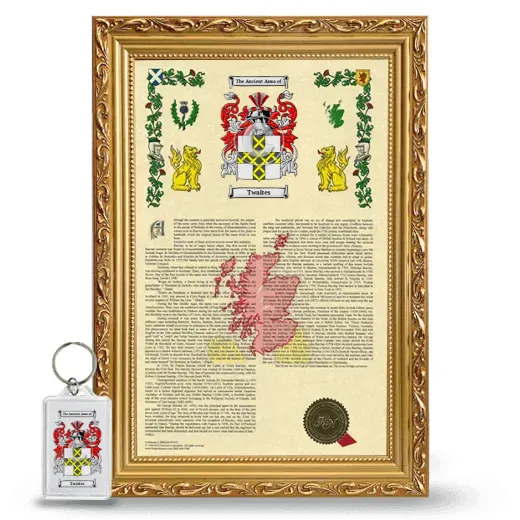 Twaites Framed Armorial History and Keychain - Gold
