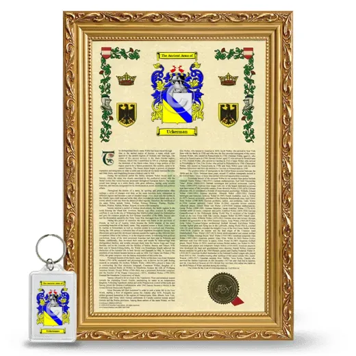 Uckerman Framed Armorial History and Keychain - Gold