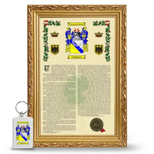 Uckermann Framed Armorial History and Keychain - Gold