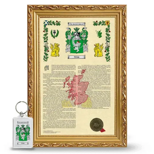 Urton Framed Armorial History and Keychain - Gold
