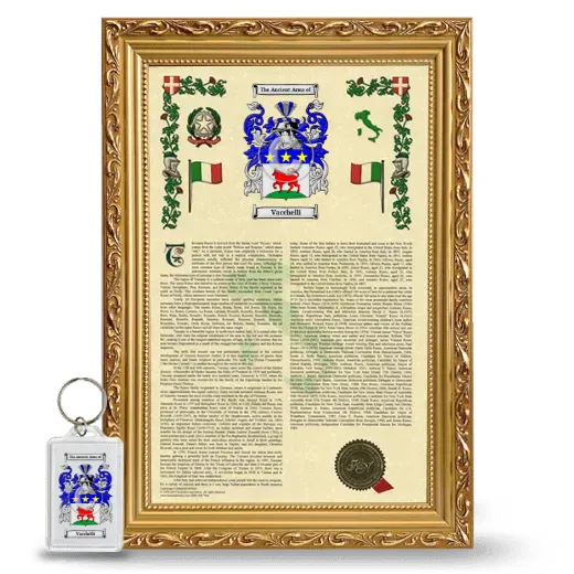 Vacchelli Framed Armorial History and Keychain - Gold
