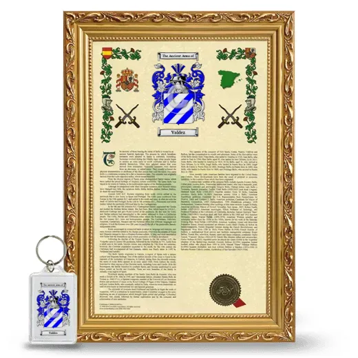 Valdez Framed Armorial History and Keychain - Gold