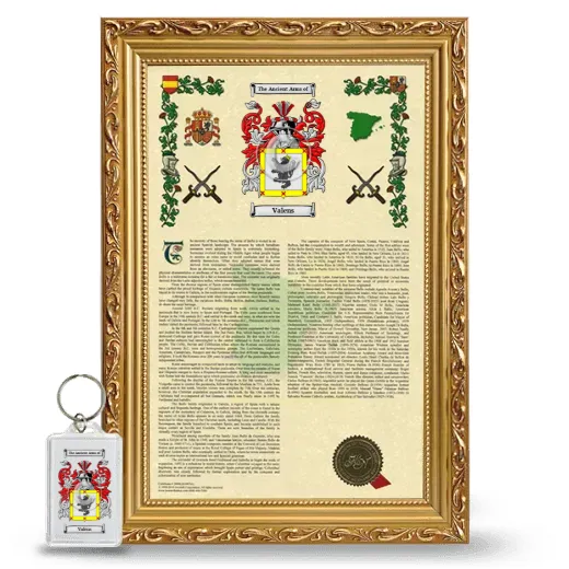 Valens Framed Armorial History and Keychain - Gold