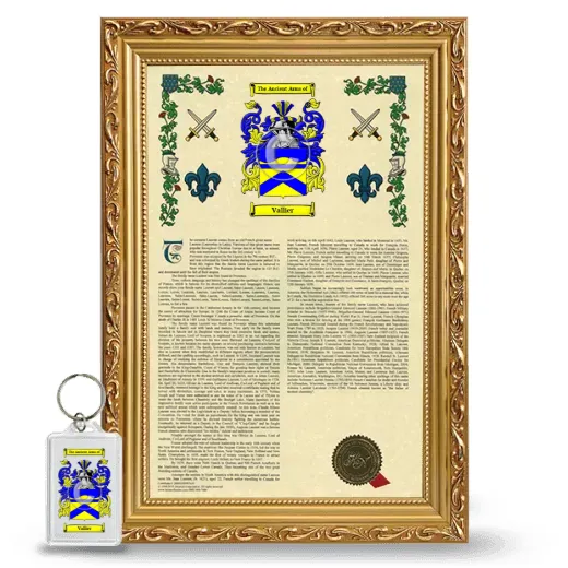 Vallier Framed Armorial History and Keychain - Gold