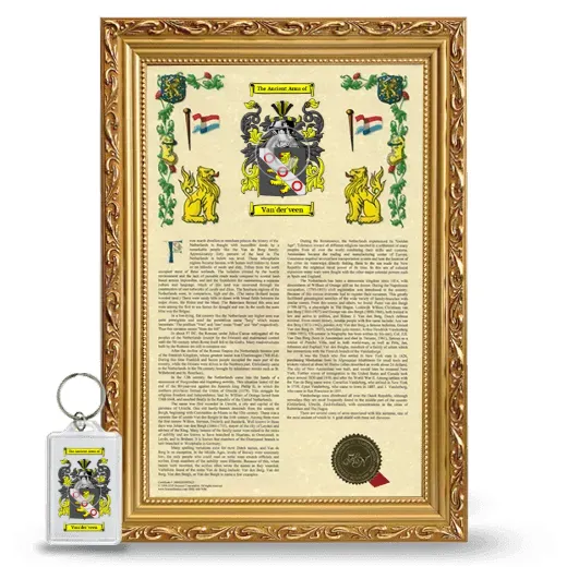 Van'der'veen Framed Armorial History and Keychain - Gold
