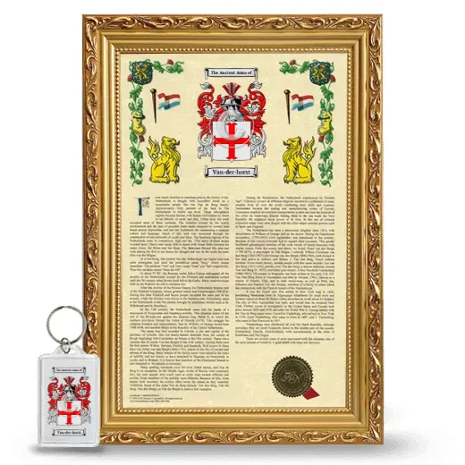 Van-der-horst Framed Armorial History and Keychain - Gold