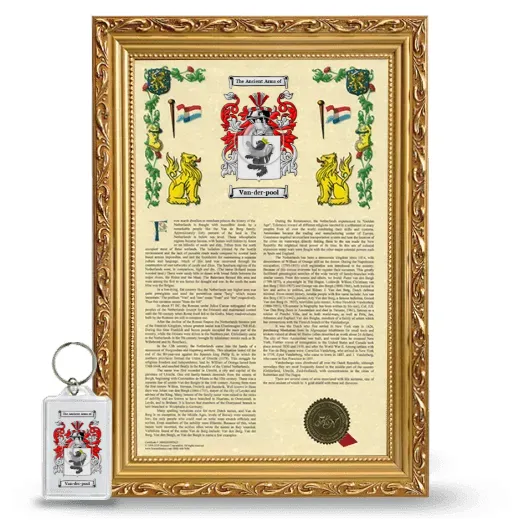Van-der-pool Framed Armorial History and Keychain - Gold
