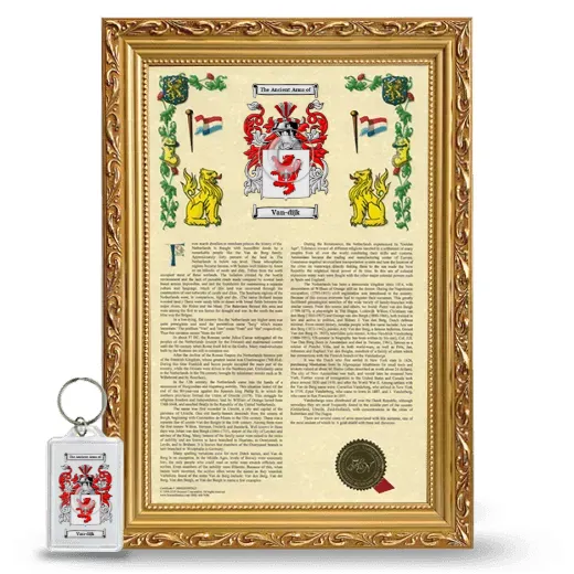 Van-dijk Framed Armorial History and Keychain - Gold