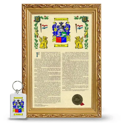 Van-doren Framed Armorial History and Keychain - Gold