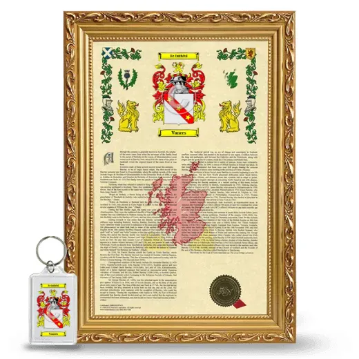 Vances Framed Armorial History and Keychain - Gold