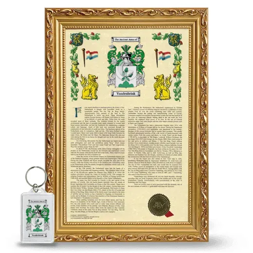 Vandenbrink Framed Armorial History and Keychain - Gold