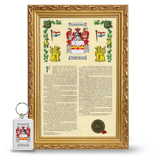 Vander dussen Framed Armorial History and Keychain - Gold