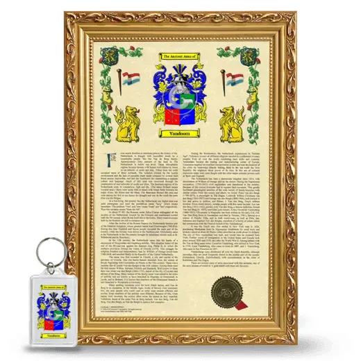 Vandoorn Framed Armorial History and Keychain - Gold