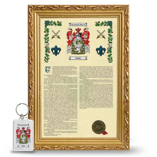 Vaner Framed Armorial History and Keychain - Gold
