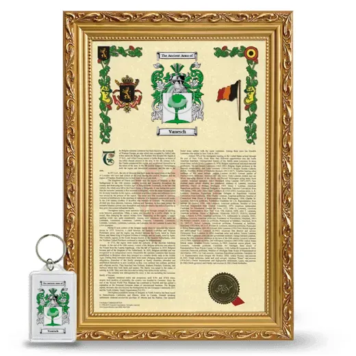 Vanesch Framed Armorial History and Keychain - Gold