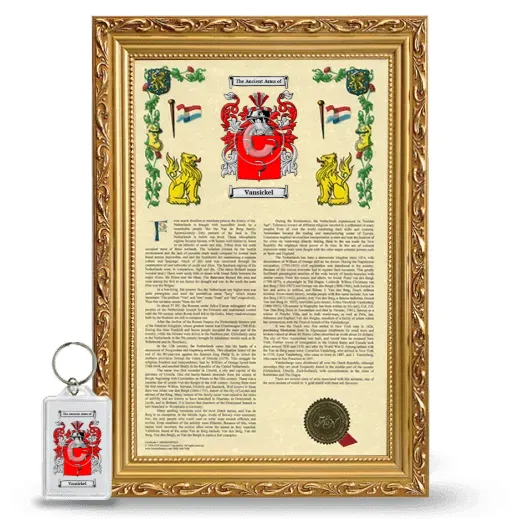 Vansickel Framed Armorial History and Keychain - Gold