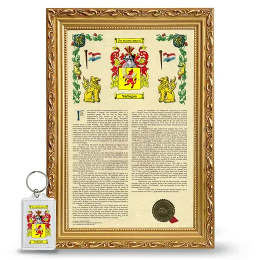 Varhagen Framed Armorial History and Keychain - Gold