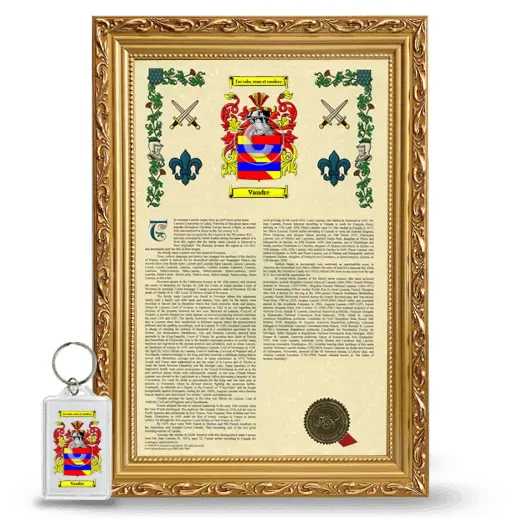 Vaudre Framed Armorial History and Keychain - Gold