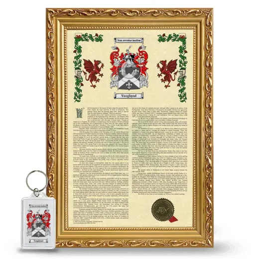 Vaughynd Framed Armorial History and Keychain - Gold