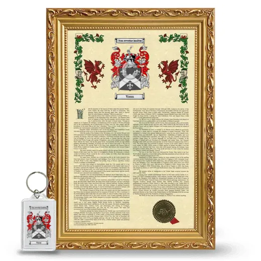 Vaun Framed Armorial History and Keychain - Gold