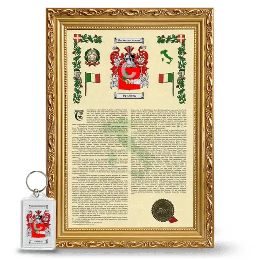 Venditto Framed Armorial History and Keychain - Gold