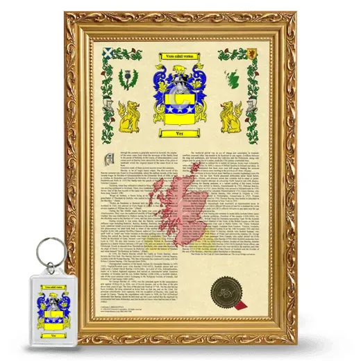 Ver Framed Armorial History and Keychain - Gold