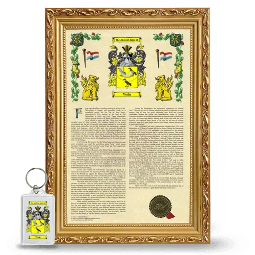 Verin Framed Armorial History and Keychain - Gold