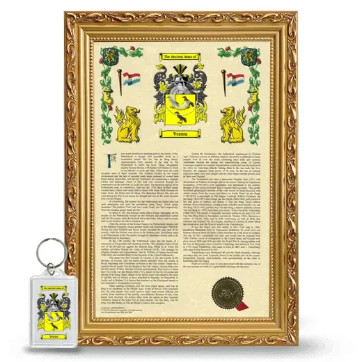 Verren Framed Armorial History and Keychain - Gold