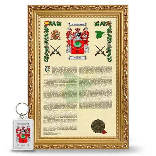 Villalba Framed Armorial History and Keychain - Gold