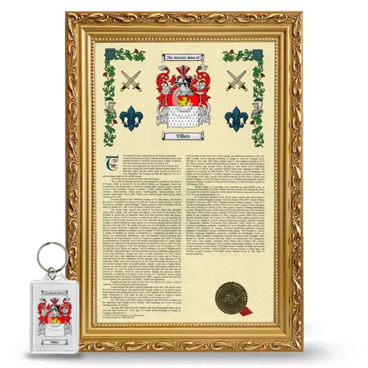 Villars Framed Armorial History and Keychain - Gold