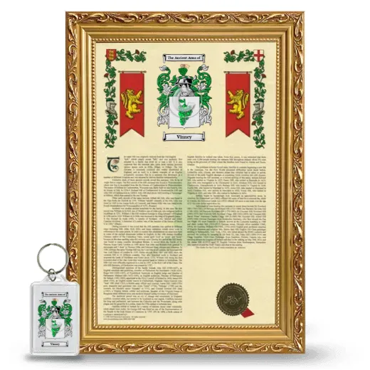 Vinney Framed Armorial History and Keychain - Gold