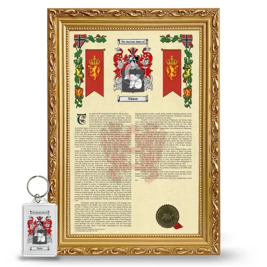 Vinter Framed Armorial History and Keychain - Gold