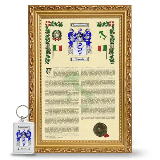 Viscontis Framed Armorial History and Keychain - Gold