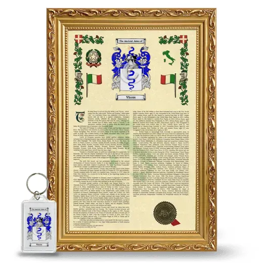 Viscos Framed Armorial History and Keychain - Gold