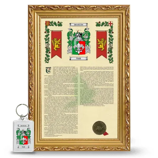 Voak Framed Armorial History and Keychain - Gold