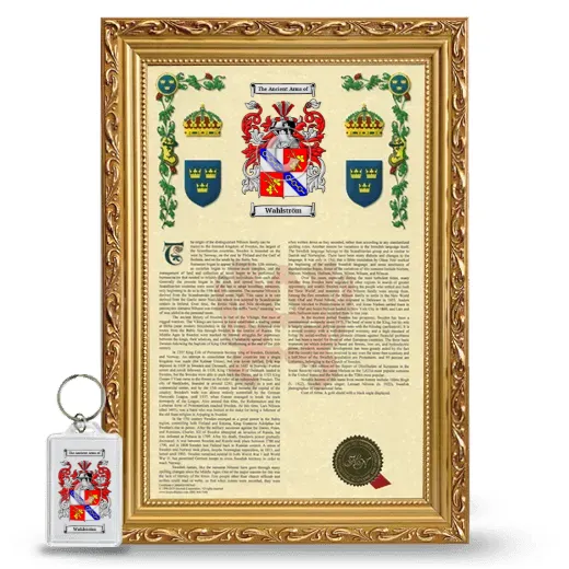 Wahlström Framed Armorial History and Keychain - Gold