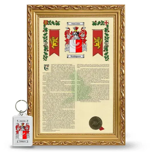 Waldegrave Framed Armorial History and Keychain - Gold