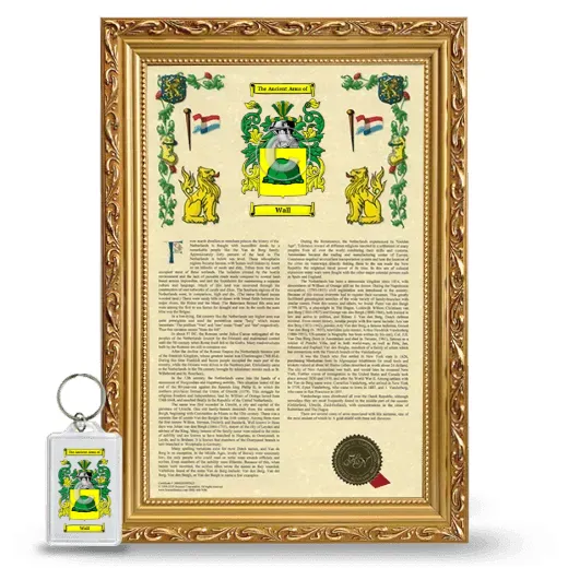 Wall Framed Armorial History and Keychain - Gold