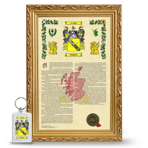 Walnock Framed Armorial History and Keychain - Gold