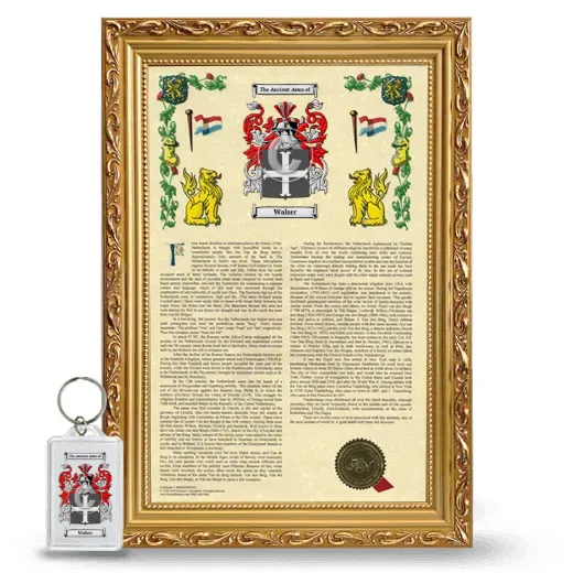 Walser Framed Armorial History and Keychain - Gold