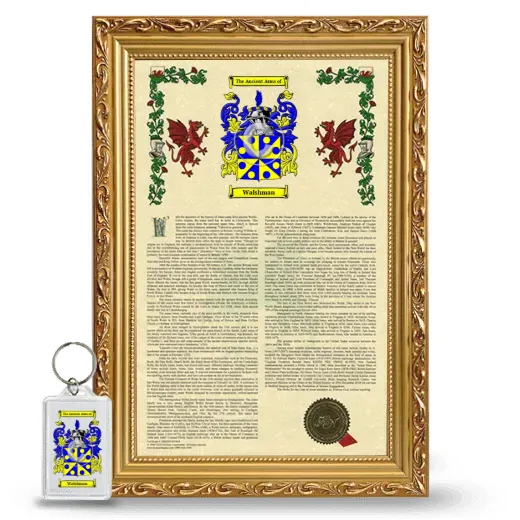 Walshman Framed Armorial History and Keychain - Gold