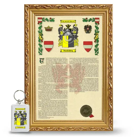 Wardenberg Framed Armorial History and Keychain - Gold
