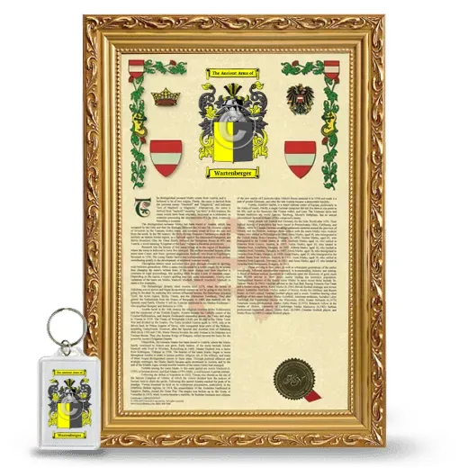 Wartenberger Framed Armorial History and Keychain - Gold