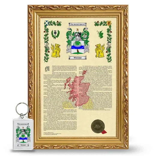 Watsone Framed Armorial History and Keychain - Gold
